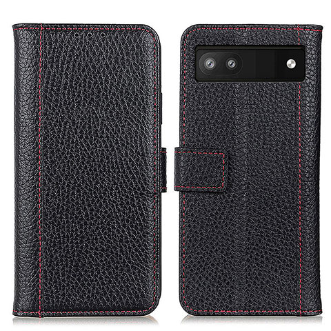 Funda de Cuero Cartera con Soporte Carcasa M14L para Google Pixel 6a 5G Negro