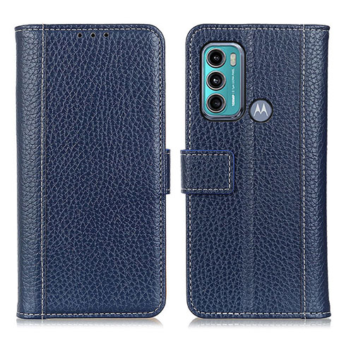 Funda de Cuero Cartera con Soporte Carcasa M14L para Motorola Moto G60 Azul