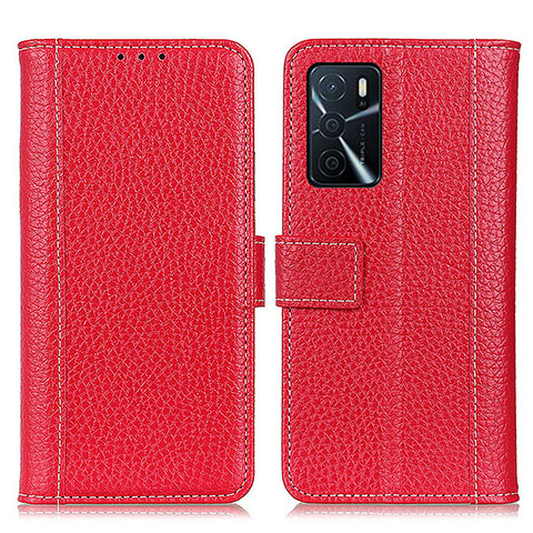 Funda de Cuero Cartera con Soporte Carcasa M14L para Oppo A16s Rojo