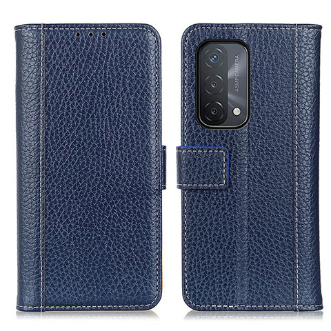 Funda de Cuero Cartera con Soporte Carcasa M14L para Oppo A74 5G Azul