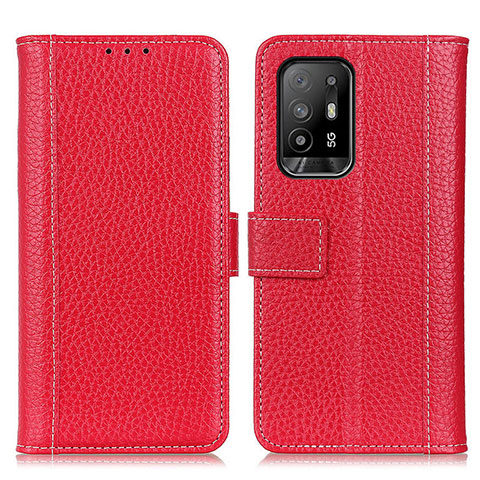 Funda de Cuero Cartera con Soporte Carcasa M14L para Oppo A94 5G Rojo