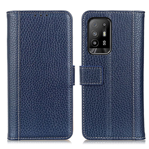 Funda de Cuero Cartera con Soporte Carcasa M14L para Oppo A95 5G Azul