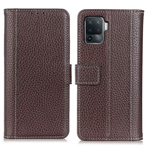 Funda de Cuero Cartera con Soporte Carcasa M14L para Oppo Reno5 F Marron