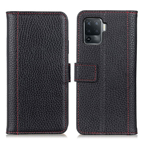 Funda de Cuero Cartera con Soporte Carcasa M14L para Oppo Reno5 Lite Negro