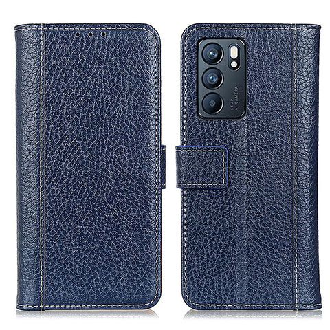 Funda de Cuero Cartera con Soporte Carcasa M14L para Oppo Reno6 5G Azul