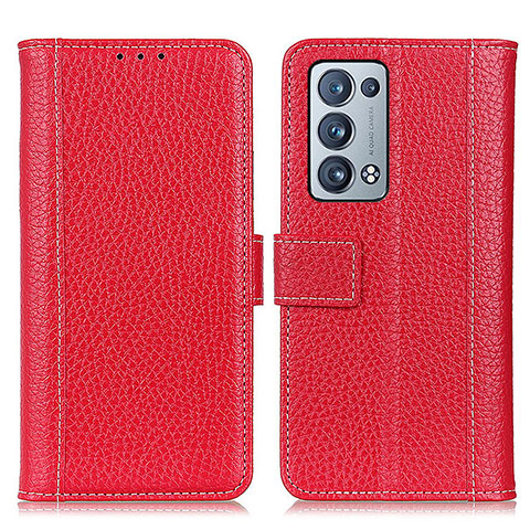 Funda de Cuero Cartera con Soporte Carcasa M14L para Oppo Reno6 Pro+ Plus 5G Rojo