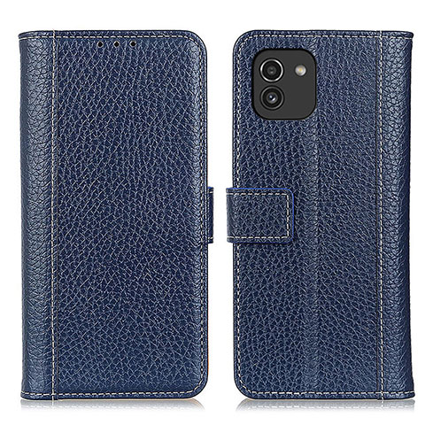 Funda de Cuero Cartera con Soporte Carcasa M14L para Samsung Galaxy A03 Azul