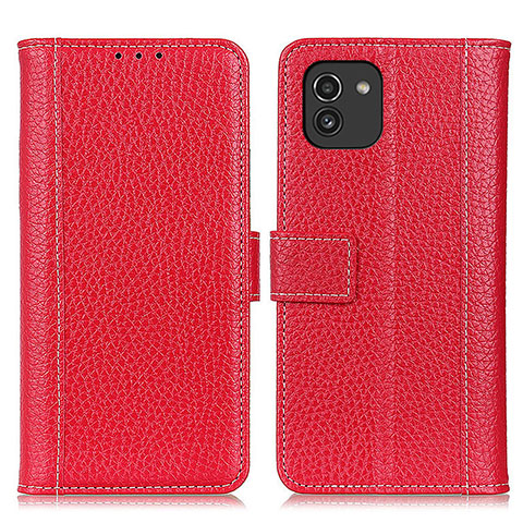 Funda de Cuero Cartera con Soporte Carcasa M14L para Samsung Galaxy A03 Rojo