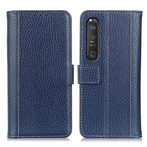 Funda de Cuero Cartera con Soporte Carcasa M14L para Sony Xperia 1 III Azul