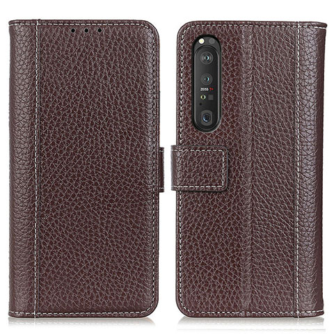 Funda de Cuero Cartera con Soporte Carcasa M14L para Sony Xperia 1 III Marron