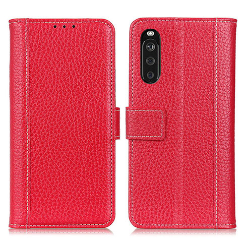 Funda de Cuero Cartera con Soporte Carcasa M14L para Sony Xperia 10 III SO-52B Rojo