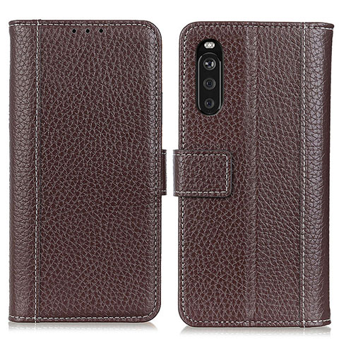 Funda de Cuero Cartera con Soporte Carcasa M14L para Sony Xperia 10 III SOG04 Marron