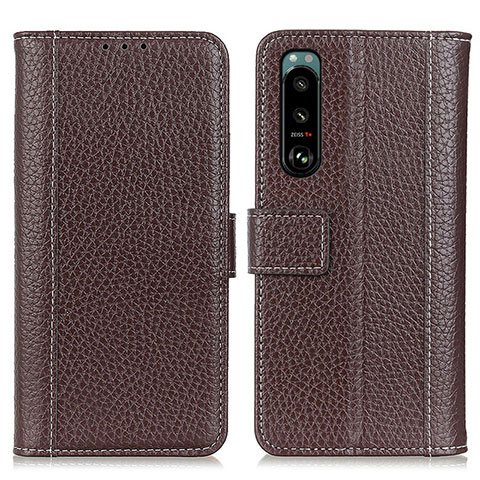 Funda de Cuero Cartera con Soporte Carcasa M14L para Sony Xperia 5 III SO-53B Marron