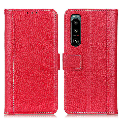 Funda de Cuero Cartera con Soporte Carcasa M14L para Sony Xperia 5 III SO-53B Rojo