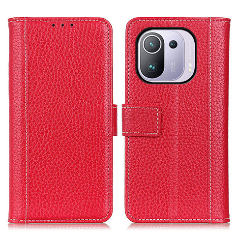 Funda de Cuero Cartera con Soporte Carcasa M14L para Xiaomi Mi 11 Pro 5G Rojo