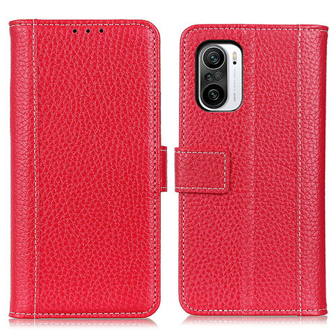 Funda de Cuero Cartera con Soporte Carcasa M14L para Xiaomi Redmi K40 Pro+ Plus 5G Rojo