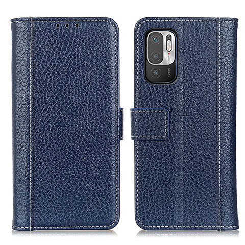 Funda de Cuero Cartera con Soporte Carcasa M14L para Xiaomi Redmi Note 10 5G Azul