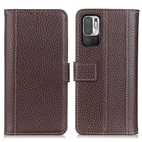 Funda de Cuero Cartera con Soporte Carcasa M14L para Xiaomi Redmi Note 10T 5G Marron