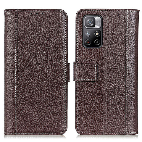 Funda de Cuero Cartera con Soporte Carcasa M14L para Xiaomi Redmi Note 11 5G Marron