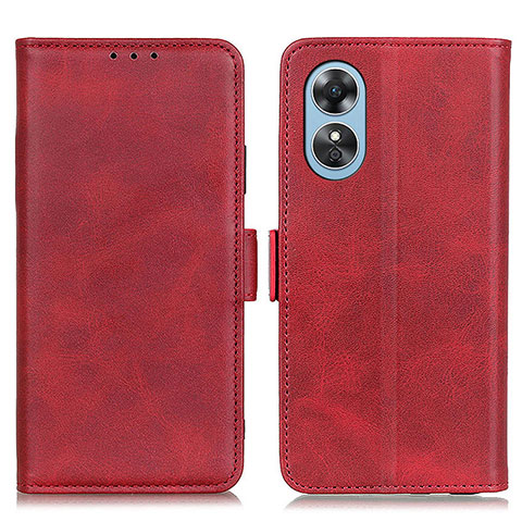 Funda de Cuero Cartera con Soporte Carcasa M15L para Oppo A17 Rojo