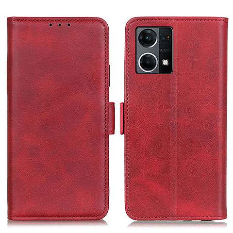 Funda de Cuero Cartera con Soporte Carcasa M15L para Oppo Reno7 4G Rojo