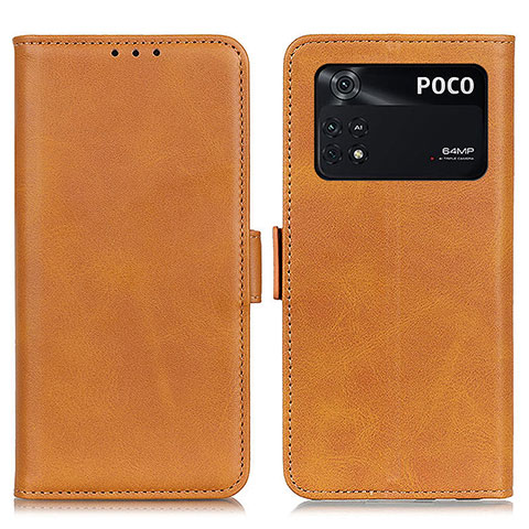 Funda de Cuero Cartera con Soporte Carcasa M15L para Xiaomi Poco M4 Pro 4G Marron Claro