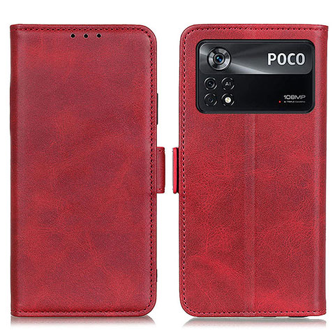 Funda de Cuero Cartera con Soporte Carcasa M15L para Xiaomi Poco X4 Pro 5G Rojo