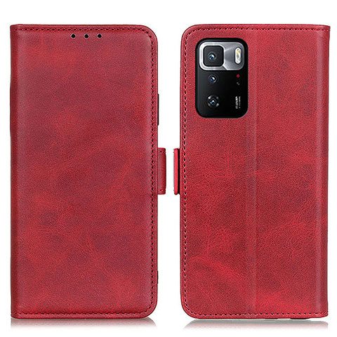 Funda de Cuero Cartera con Soporte Carcasa M15L para Xiaomi Redmi Note 10 Pro 5G Rojo