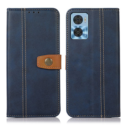 Funda de Cuero Cartera con Soporte Carcasa M16L para Motorola Moto E22 Azul