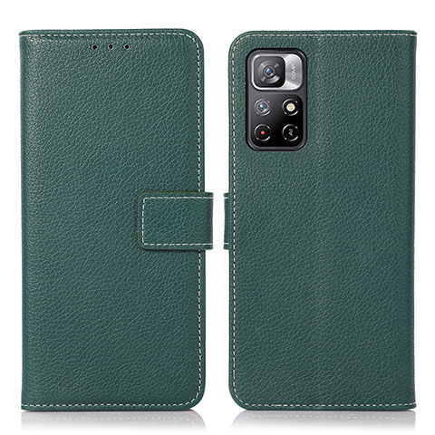 Funda de Cuero Cartera con Soporte Carcasa M16L para Xiaomi Redmi Note 11 5G Verde