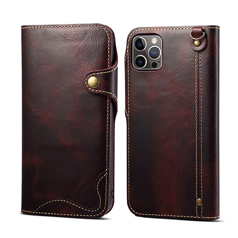 Funda de Cuero Cartera con Soporte Carcasa MT1 para Apple iPhone 14 Pro Marron