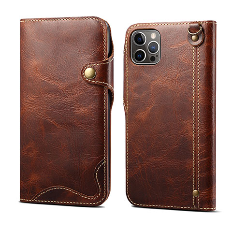 Funda de Cuero Cartera con Soporte Carcasa MT1 para Apple iPhone 14 Pro Max Marron Claro