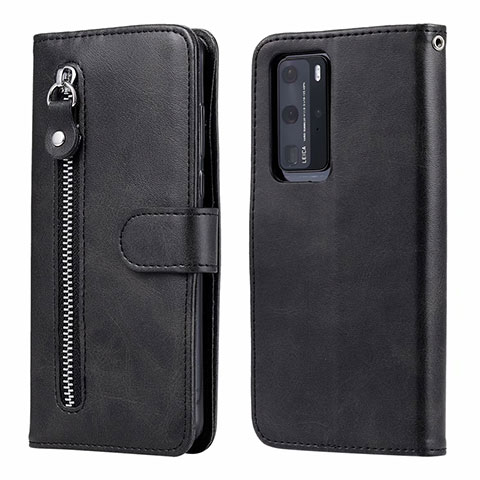 Funda de Cuero Cartera con Soporte Carcasa N01 para Huawei P40 Pro Negro