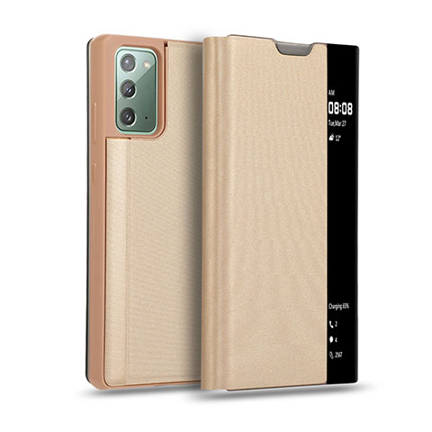 Funda de Cuero Cartera con Soporte Carcasa N01 para Samsung Galaxy Note 20 5G Oro