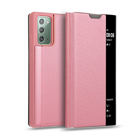 Funda de Cuero Cartera con Soporte Carcasa N01 para Samsung Galaxy Note 20 5G Oro Rosa