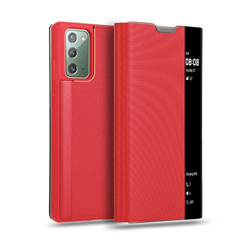 Funda de Cuero Cartera con Soporte Carcasa N01 para Samsung Galaxy Note 20 5G Rojo