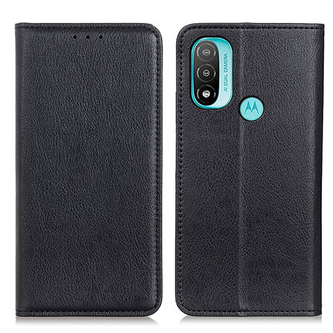 Funda de Cuero Cartera con Soporte Carcasa N01P para Motorola Moto E30 Negro