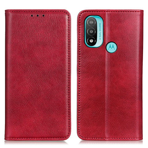 Funda de Cuero Cartera con Soporte Carcasa N01P para Motorola Moto E30 Rojo