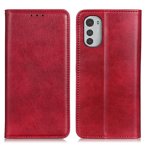 Funda de Cuero Cartera con Soporte Carcasa N01P para Motorola Moto E32s Rojo