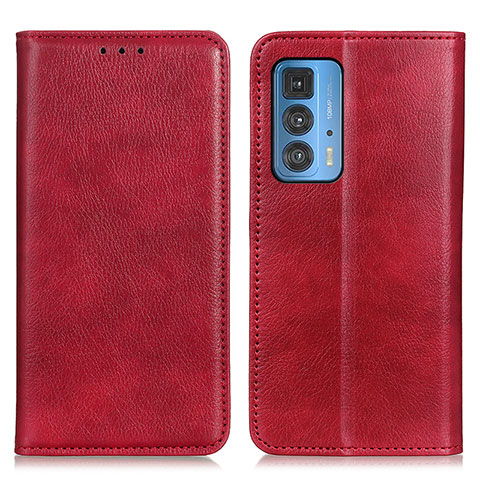 Funda de Cuero Cartera con Soporte Carcasa N01P para Motorola Moto Edge 20 Pro 5G Rojo