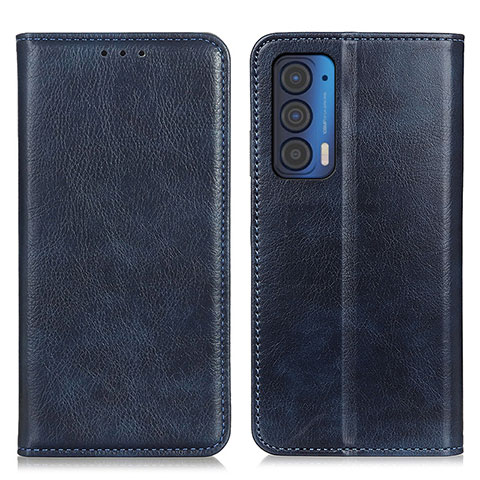 Funda de Cuero Cartera con Soporte Carcasa N01P para Motorola Moto Edge (2021) 5G Azul