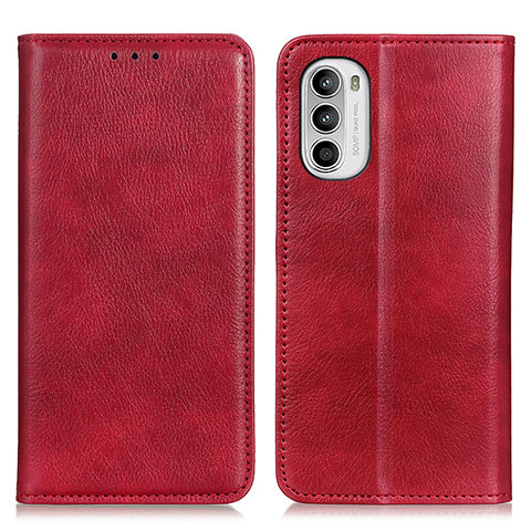 Funda de Cuero Cartera con Soporte Carcasa N01P para Motorola Moto Edge (2022) 5G Rojo