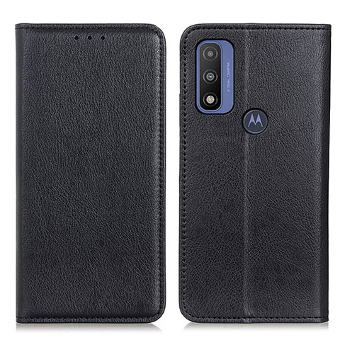 Funda de Cuero Cartera con Soporte Carcasa N01P para Motorola Moto G Pure Negro