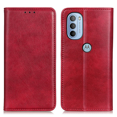 Funda de Cuero Cartera con Soporte Carcasa N01P para Motorola Moto G31 Rojo