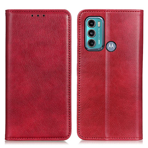 Funda de Cuero Cartera con Soporte Carcasa N01P para Motorola Moto G40 Fusion Rojo