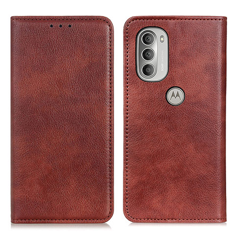 Funda de Cuero Cartera con Soporte Carcasa N01P para Motorola Moto G51 5G Marron