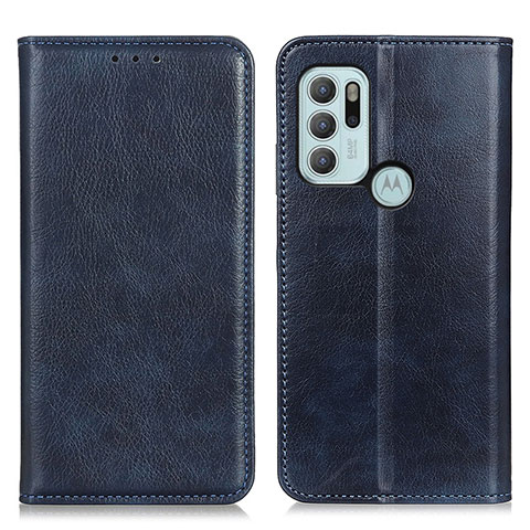 Funda de Cuero Cartera con Soporte Carcasa N01P para Motorola Moto G60s Azul