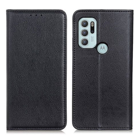 Funda de Cuero Cartera con Soporte Carcasa N01P para Motorola Moto G60s Negro