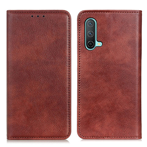 Funda de Cuero Cartera con Soporte Carcasa N01P para OnePlus Nord CE 5G Marron