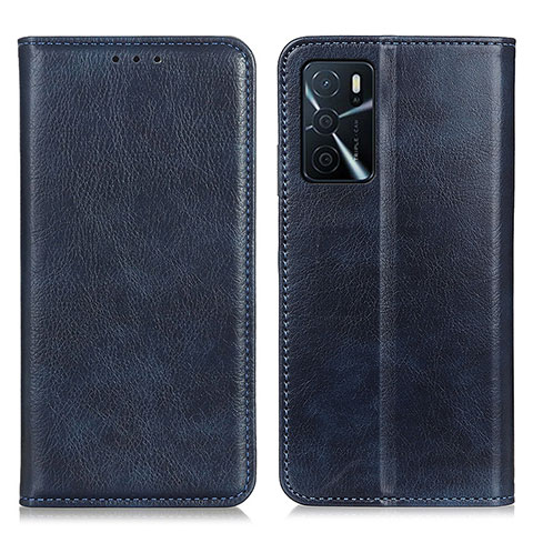 Funda de Cuero Cartera con Soporte Carcasa N01P para Oppo A16s Azul